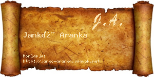 Jankó Aranka névjegykártya